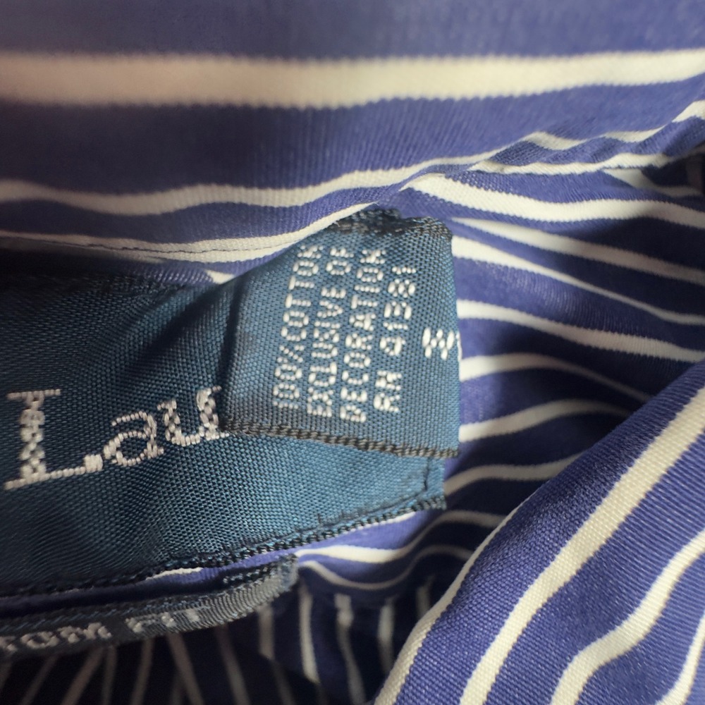 Ralph Lauren Button Down Shirt Mens M Blue White Striped Custom Fit Cotton - Picture 5 of 7